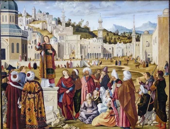 Gerahmter Druck : Die Predigt des Stephanus in Jerusalem. Gerahmter Druck : Die Predigt des Stephanus in Jerusalem.