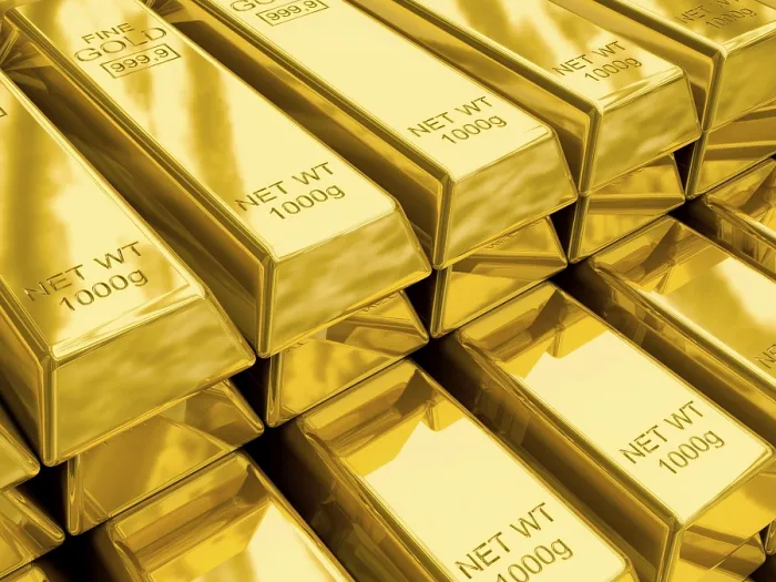 Gerahmter Druck : Goldbarren in Stapeln Gerahmter Druck : Goldbarren in Stapeln