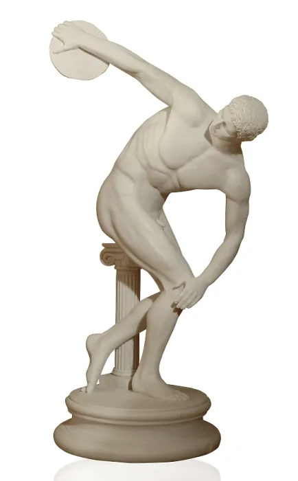 Gerahmter Druck : Statue eines Mannes mit einem Athleten, der den Diskus wirft. Gerahmter Druck : Statue eines Mannes mit einem Athleten, der den Diskus wirft.