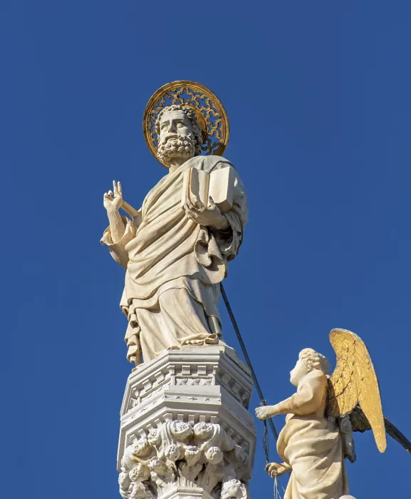 Gerahmter Druck : Statue von dem Heiligen Markus Evangelist Gerahmter Druck : Statue von dem Heiligen Markus Evangelist