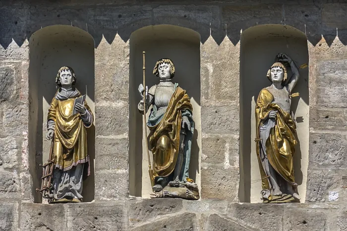 Gerahmter Druck : Statuen des hl. Laurentius mit dem Rost. Gerahmter Druck : Statuen des hl. Laurentius mit dem Rost.