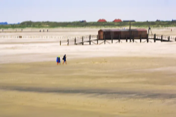 Gerahmter Druck : Wanderwagen auf der Nordseestrand. Gerahmter Druck : Wanderwagen auf der Nordseestrand.