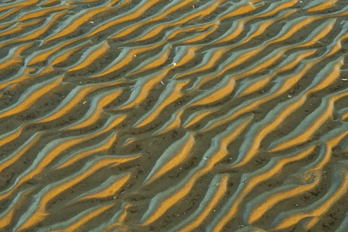 Gerahmter Druck : Struktur an einem sandigen Strand bei Niedrigwasser. Gerahmter Druck : Struktur an einem sandigen Strand bei Niedrigwasser.