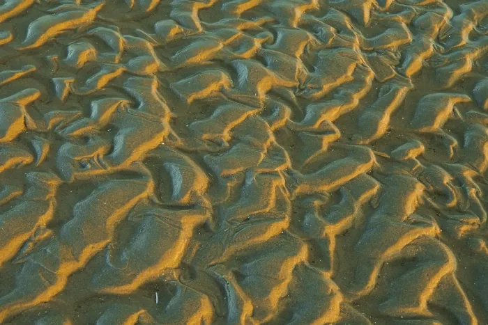 Gerahmter Druck : Struktur auf sandiger Strand bei Niedrigwasser.