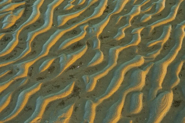 Gerahmter Druck : Struktur an einem sandigen Strand bei Niedrigwasser. Gerahmter Druck : Struktur an einem sandigen Strand bei Niedrigwasser.