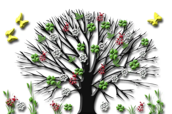 Gerahmter Druck : Sommerbaum-Illustration Gerahmter Druck : Sommerbaum-Illustration