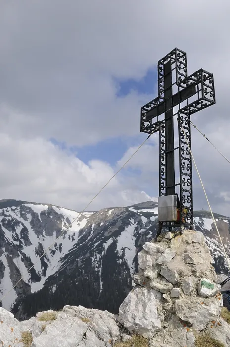Gerahmter Druck : Gipfelkreuz auf dem Krummbachstein.