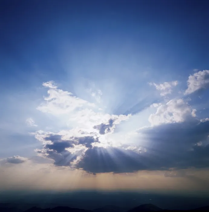 Gerahmter Druck : Sonne hinter Wolken. Gerahmter Druck : Sonne hinter Wolken.