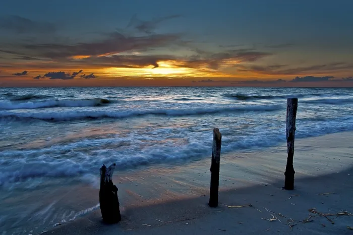Gerahmter Druck : Sonnenuntergang am Strand, Weststrand. Gerahmter Druck : Sonnenuntergang am Strand, Weststrand.