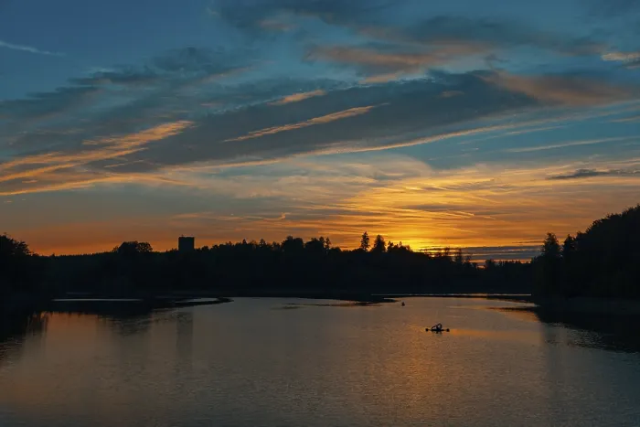 Gerahmter Druck : Sonnenuntergang am Ottensteiner Stausee. Gerahmter Druck : Sonnenuntergang am Ottensteiner Stausee.