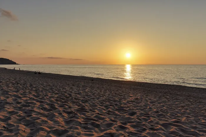 Gerahmter Druck : Sonnenuntergang an der Küste, Sandstrand Gerahmter Druck : Sonnenuntergang an der Küste, Sandstrand