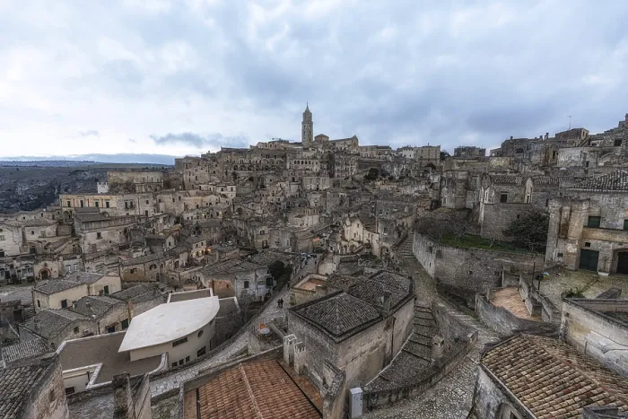 Gerahmter Druck : Sonnenuntergangs-Blick auf Sassi di Matera Gerahmter Druck : Sonnenuntergangs-Blick auf Sassi di Matera