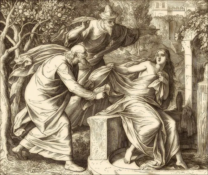 Gerahmter Druck : Susanne und Ältesten, Altes Testament Gerahmter Druck : Susanne und Ältesten, Altes Testament