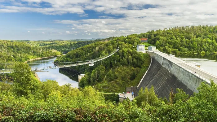 Gerahmter Druck : Hängebrücke über die Rapoltalsperre Gerahmter Druck : Hängebrücke über die Rapoltalsperre