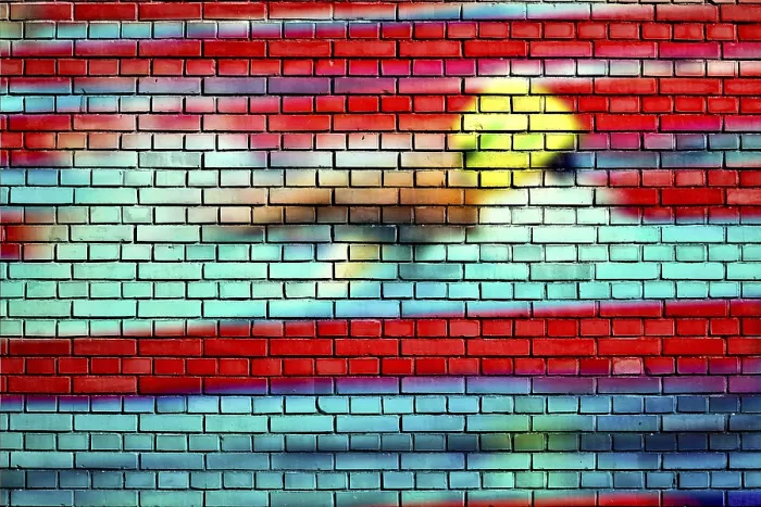 Gerahmter Druck : Schwimmhintergrund auf einem Ziegelmauer gemalt. Gerahmter Druck : Schwimmhintergrund auf einem Ziegelmauer gemalt.