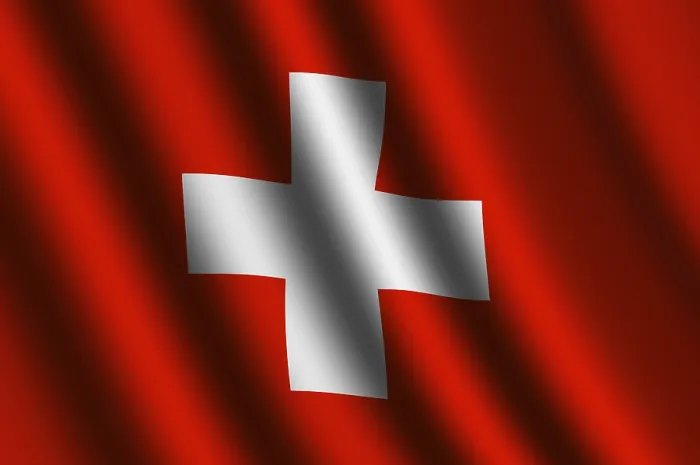 Gerahmter Druck : Das Schweizer Flagge weht im Wind. Gerahmter Druck : Das Schweizer Flagge weht im Wind.