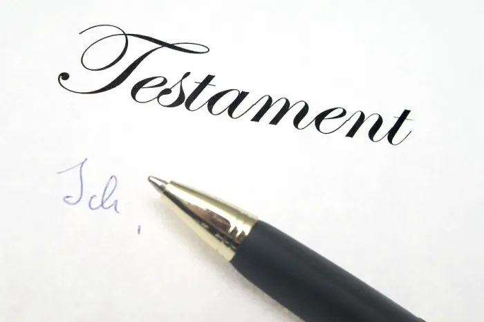 Gerahmter Druck : Symbolisch für das Testament. Gerahmter Druck : Symbolisch für das Testament.