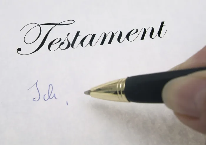 Gerahmter Druck : Symbolisch für das Testament. Gerahmter Druck : Symbolisch für das Testament.