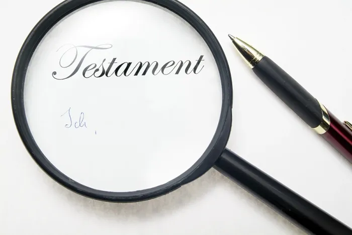 Gerahmter Druck : Symbolisch für das Testament. Gerahmter Druck : Symbolisch für das Testament.