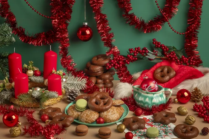 Gerahmter Druck : Tisch mit Weihnachtsdekorationen Gerahmter Druck : Tisch mit Weihnachtsdekorationen