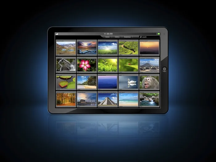 Gerahmter Druck : Tablet PC mit Bildergalerie Gerahmter Druck : Tablet PC mit Bildergalerie