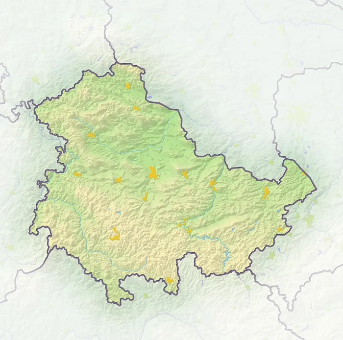 Gerahmter Druck : Thüringen, Deutschland, Schattendachkarte. Gerahmter Druck : Thüringen, Deutschland, Schattendachkarte.