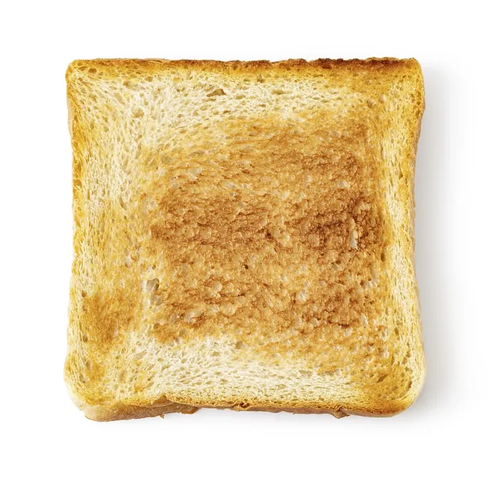 Gerahmter Druck : Toast-Scheibe isoliert auf weiß.