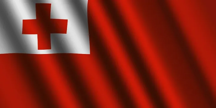 Gerahmter Druck : Das tongaische Flagge weht im Wind. Gerahmter Druck : Das tongaische Flagge weht im Wind.