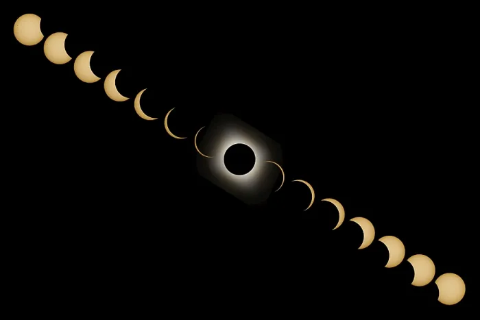 Gerahmter Druck : Phasen eines totalen Sonnenfinsternisses. Kombinierte Sonnenfinsternis. Gerahmter Druck : Phasen eines totalen Sonnenfinsternisses. Kombinierte Sonnenfinsternis.