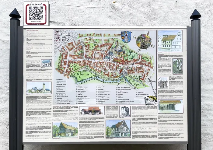 Gerahmter Druck : Touristeninformationsanzeiger mit QR-Code. Gerahmter Druck : Touristeninformationsanzeiger mit QR-Code.