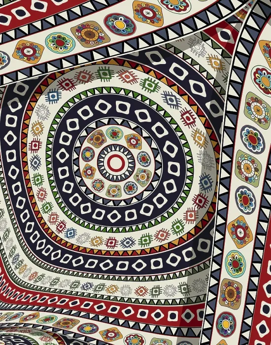 Gerahmter Druck : Kulturell-ethnologische Hintergrundkomposition.