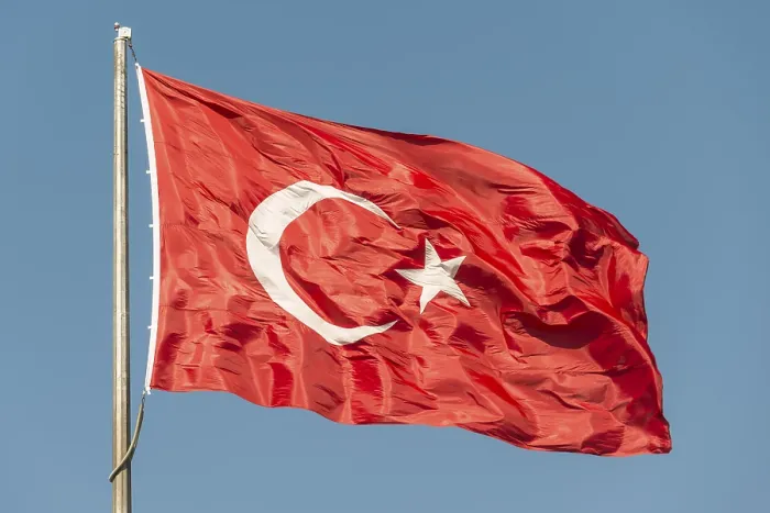Gerahmter Druck : Das türkische Flagge weht im Wind. Gerahmter Druck : Das türkische Flagge weht im Wind.