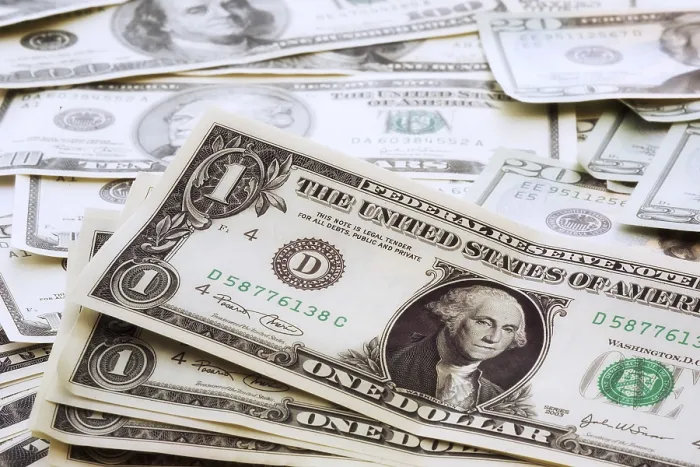 Gerahmter Druck : US-Dollar-Scheine Gerahmter Druck : US-Dollar-Scheine