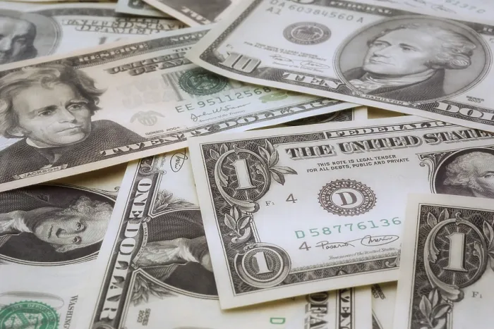Gerahmter Druck : US-Dollar-Scheine Gerahmter Druck : US-Dollar-Scheine