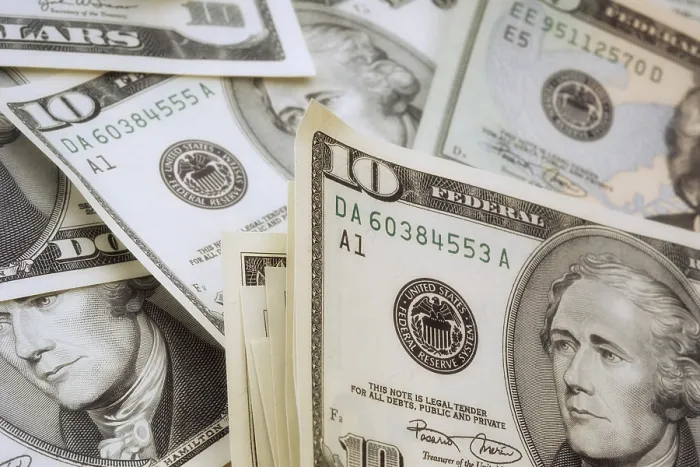 Gerahmter Druck : US-Dollar-Scheine Gerahmter Druck : US-Dollar-Scheine