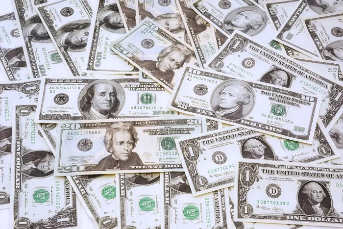 Gerahmter Druck : US-Dollar-Scheine Gerahmter Druck : US-Dollar-Scheine