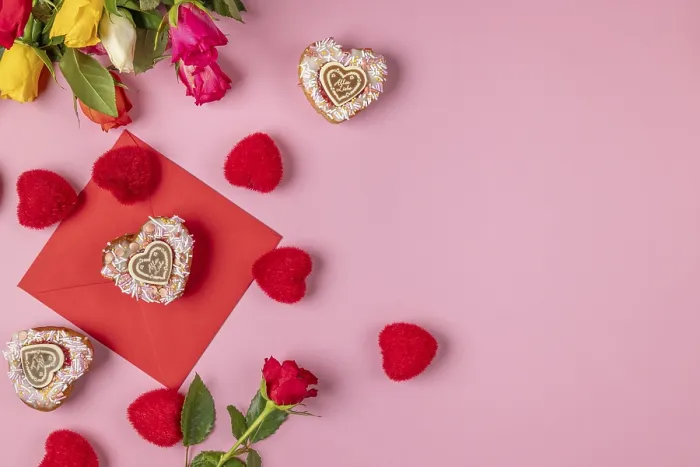 Gerahmter Druck : Valentinstags-Komposition mit Rosen. Gerahmter Druck : Valentinstags-Komposition mit Rosen.