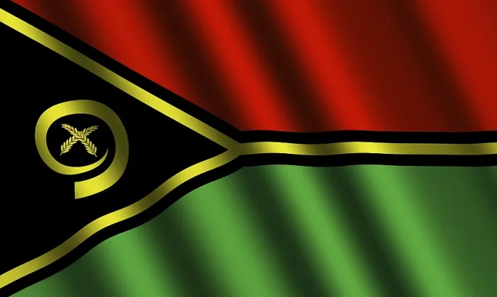 Gerahmter Druck : Das Flagge von Vanuatu weht im Wind. Gerahmter Druck : Das Flagge von Vanuatu weht im Wind.
