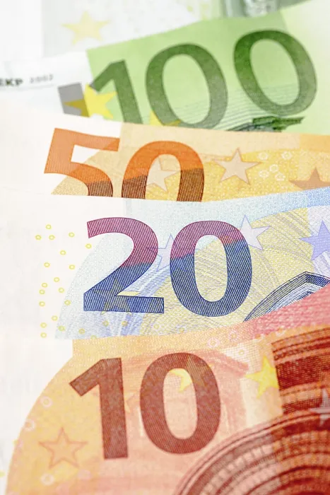 Gerahmter Druck : Verschiedene Euro-Banknoten. Gerahmter Druck : Verschiedene Euro-Banknoten.