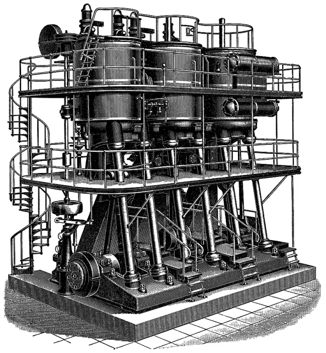 Gerahmter Druck : Vertikale Dreifach-Expansionmaschine Gerahmter Druck : Vertikale Dreifach-Expansionmaschine