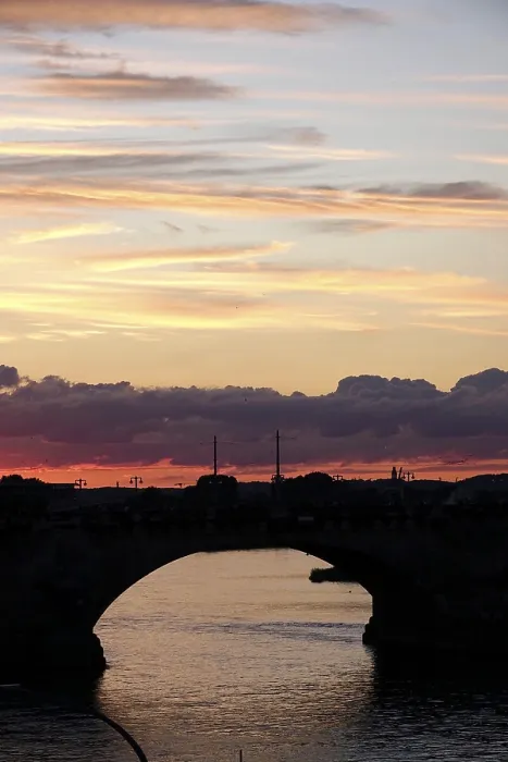 Gerahmter Druck : Ansicht der Augustusbrücke, Sommerabend. Gerahmter Druck : Ansicht der Augustusbrücke, Sommerabend.