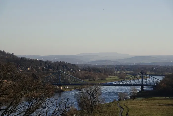 Gerahmter Druck : Blick auf die Blaues Wunder-Brücke Gerahmter Druck : Blick auf die Blaues Wunder-Brücke