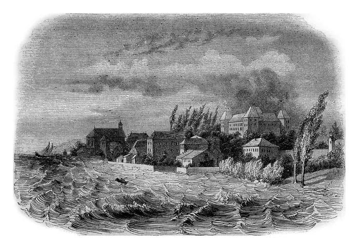 Gerahmter Druck : Ansicht von Coppet, am Rande des Genfersees Gerahmter Druck : Ansicht von Coppet, am Rande des Genfersees