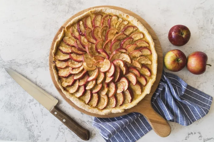 Gerahmter Druck : Obenansicht leckeres Apfelkuchen. Gerahmter Druck : Obenansicht leckeres Apfelkuchen.