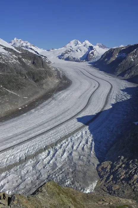Gerahmter Druck : Blick vom Eggishorn auf das große Aletschgletscher.