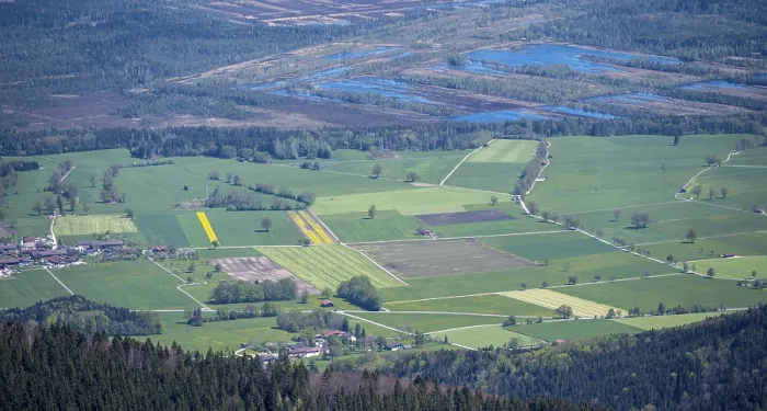 Gerahmter Druck : Blick auf Felder, Vogelperspektive Gerahmter Druck : Blick auf Felder, Vogelperspektive