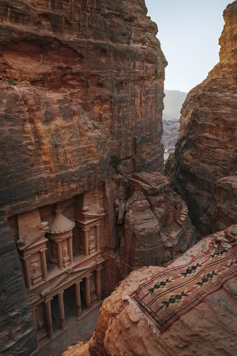 Gerahmter Druck : Blick von oben in den Siq-Tal. Gerahmter Druck : Blick von oben in den Siq-Tal.