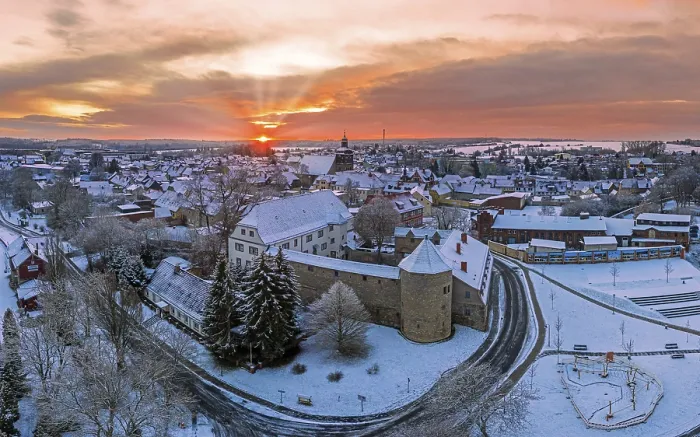 Gerahmter Druck : Blick über Harzgerode Sonnenaufgang. Gerahmter Druck : Blick über Harzgerode Sonnenaufgang.