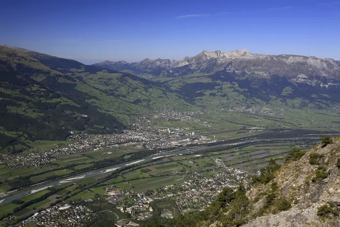 Gerahmter Druck : Blick vom Wanderweg nach Buchs, St. Gerahmter Druck : Blick vom Wanderweg nach Buchs, St.