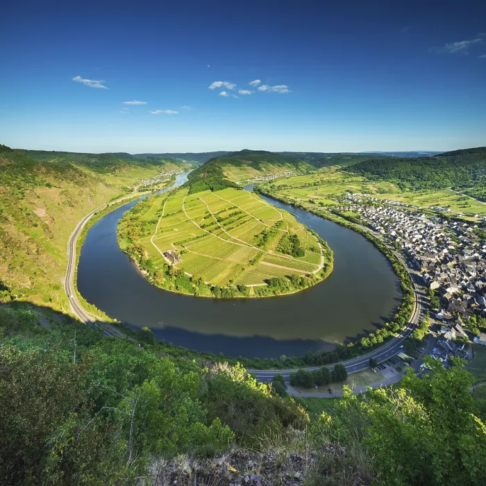 Gerahmter Druck : Blick auf die Mosel-Schleife, Bremm.